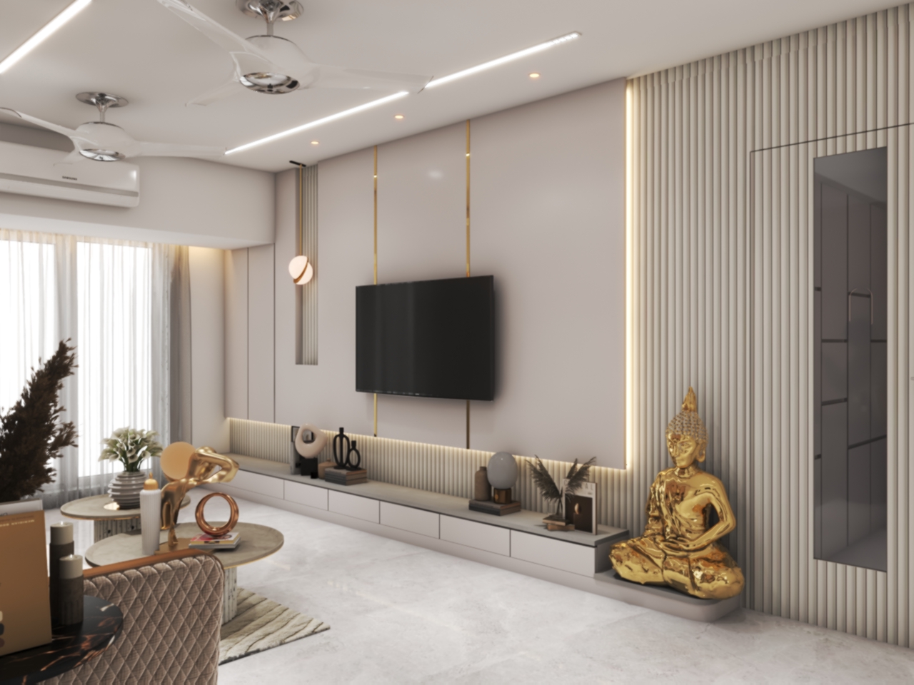 Custom doors and windows in an interior